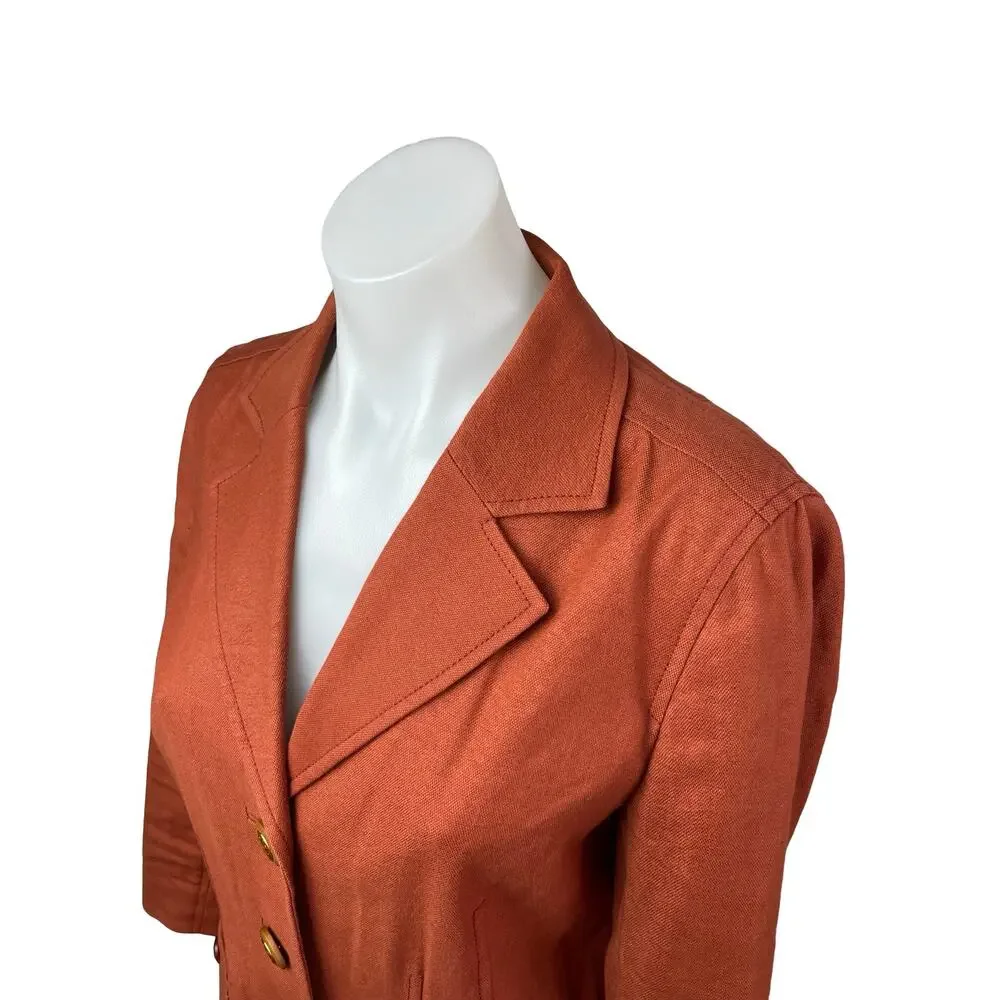 Tory Burch Women's Collared Long Sleeve Single Breasted Blazer Coat Jacket Sz 6